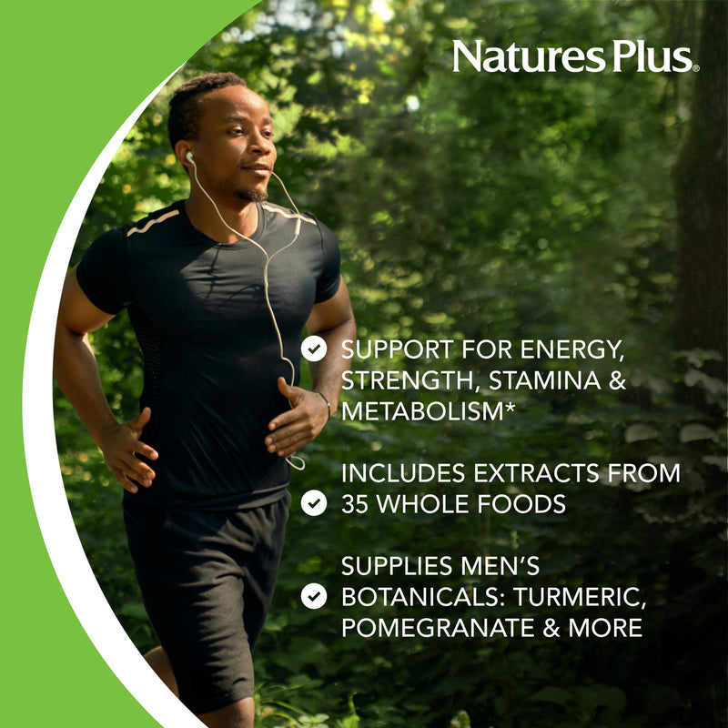 NaturesPlus Source of Life Garden Men’s Once Daily Multivitamin - 30 Tablets - Supports Energy & Stamina - USDA Certified Organic, Non-GMO, Vegan, Gluten Free, Iron Free - 30 Servings