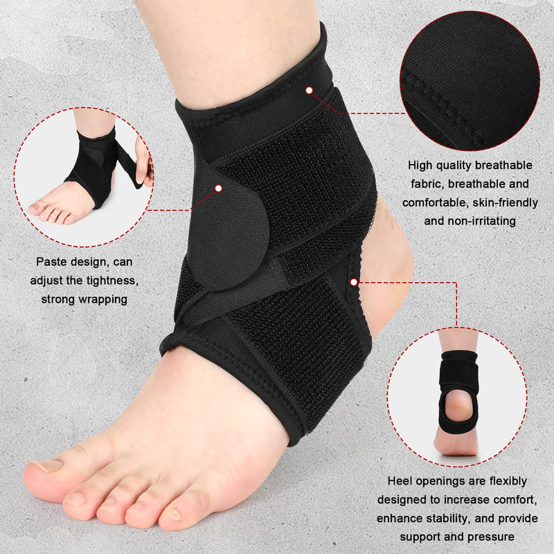 Honoson 2 Pcs Ankle Brace Kids Ankle Support for Sport Sprained Neoprene Breathable Compression Sleeve with Adjustable Wrap for Youth Child Boy Girl Plantar Fasciitis Achilles Tendonitis(Black,S) Black S - BeesActive Australia