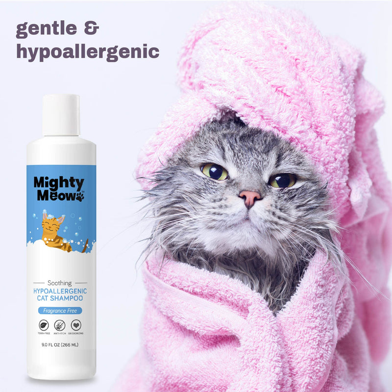 Soothing Hypoallergenic Cat Shampoo – Easy at-home Cat Grooming | Deodorizes | Gentle & Anti-itch | Natural & Allergy-safe Cat Shampoo Sensitive Skin – Fragrance Free | 9 fl oz - BeesActive Australia