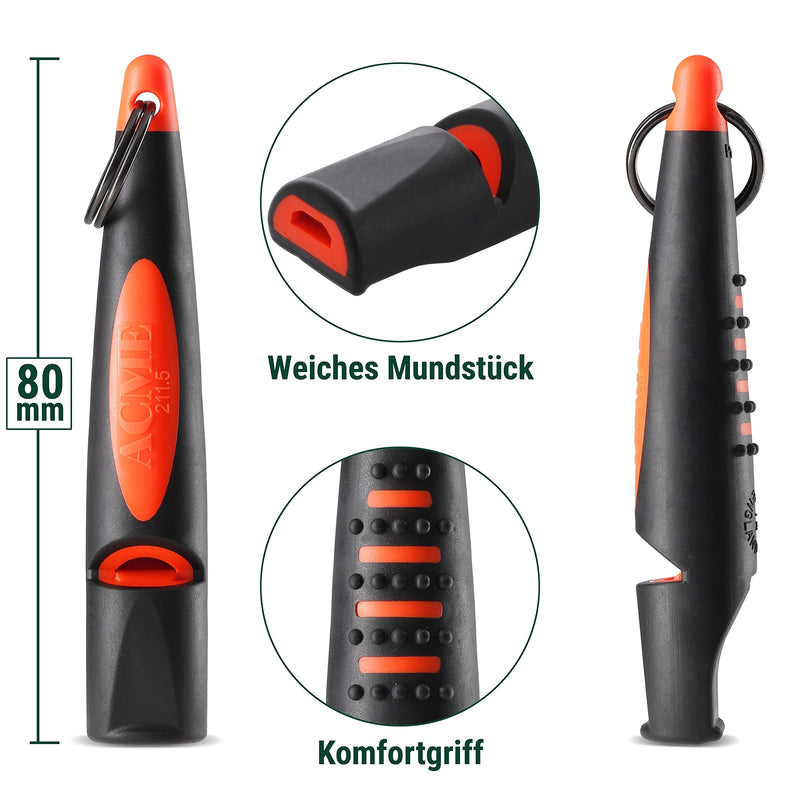 ACME dog whistle No. 211.5 (Update 2023) with FREE pipe tape in matt black | Alpha | Ideal for recall | Long range | Frequency standardized (Black/DG Orange) Black/DG Orange - BeesActive Australia