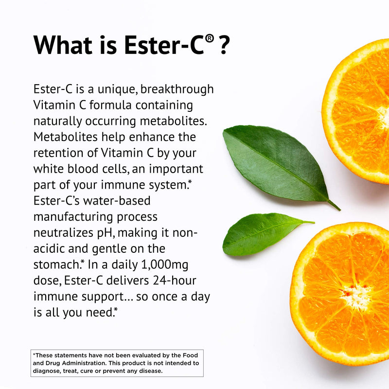 Ester-C American Health with Citrus Bioflavonoids Capsules - 24-Hour Immune Support, Gentle On Stomach, Non-Acidic Vitamin C - Non-GMO, Gluten-Free - 1000 mg, 90 Count 90 Count (Pack of 1)