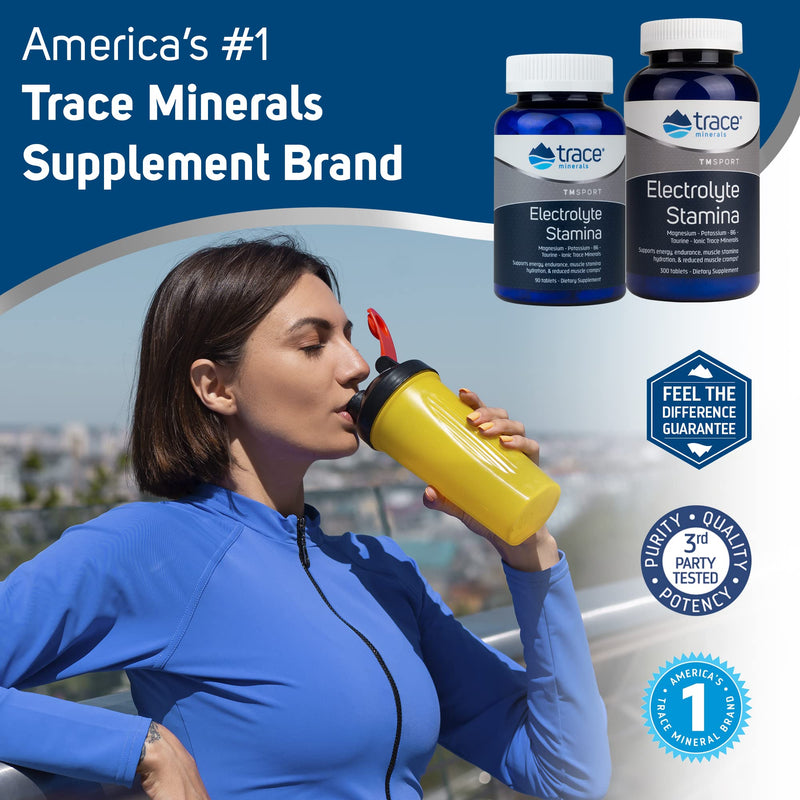 Trace Minerals | Electrolyte Stamina Tablets | Magnesium & Potassium to Promote Energy, Hydration & Muscle Endurance | Vegan, Gluten Free, Sugar Free | 300 count (50-Day supply) 300 Count (Pack of 1) - BeesActive Australia