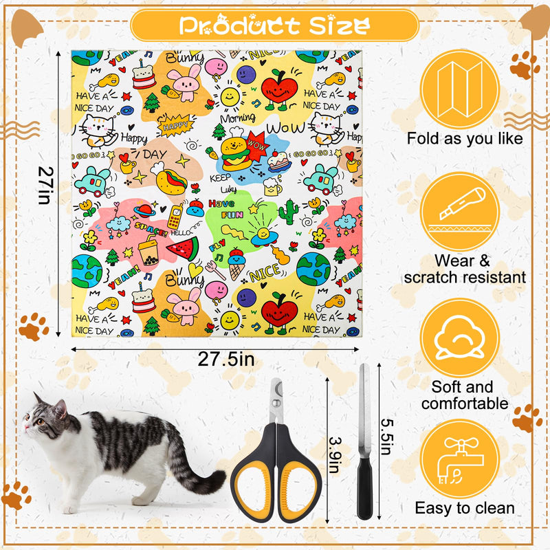 AIERSA Cat Wrap for Cutting Nails and Grooming, Cat Restraint Wrap for Nail Clipping, Self-Adhesive Fabric Cat Swaddle Burrito Wrap for Nail Trimming, Cat Grooming Supplies XL(27x27IN) - BeesActive Australia