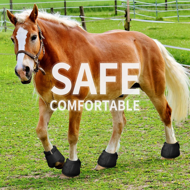 2 Pcs Horse Boots and Horse Leg Protectors, Horse Protection Training Equipment Packages and Accessories Black black - L