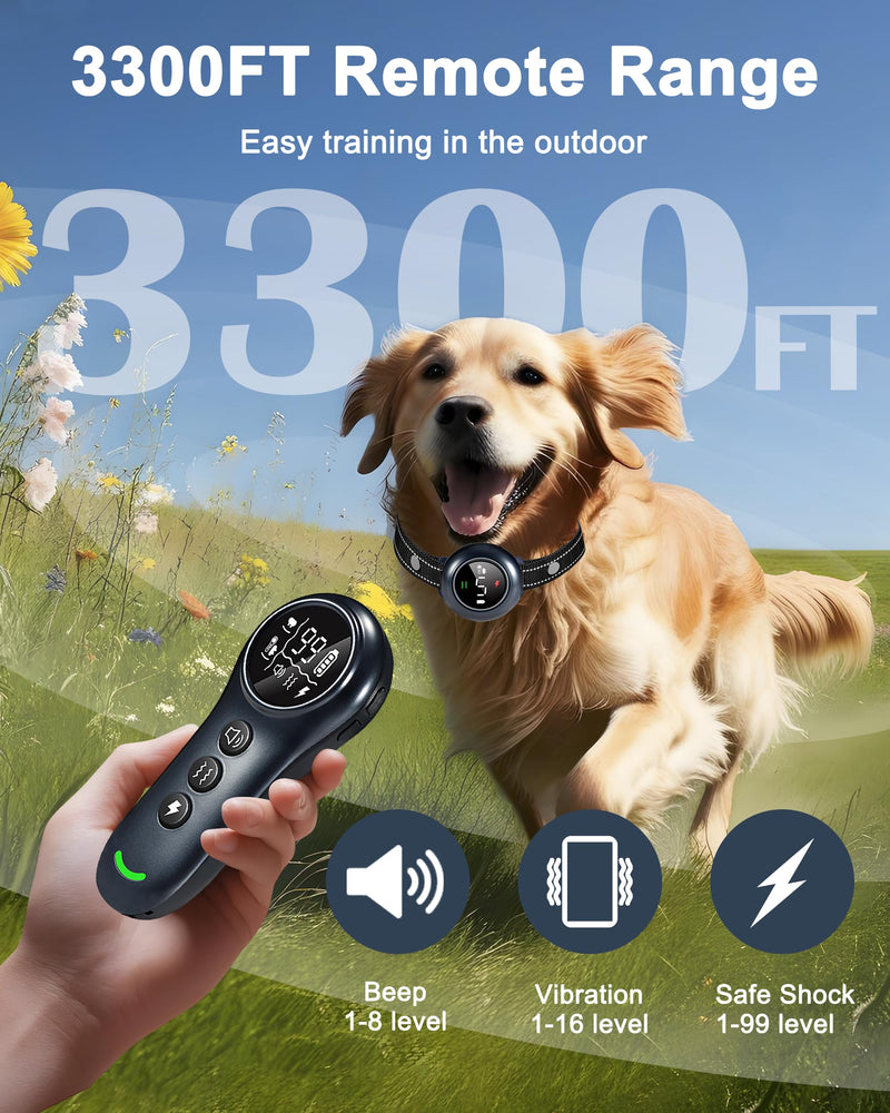 2-in-1 Dog Training and Bark Control Collar – Rechargeable, Waterproof, Smart Anti-Barking Collar for Small, Medium, and Large Dogs - Effective & Humane Training dark blue - BeesActive Australia