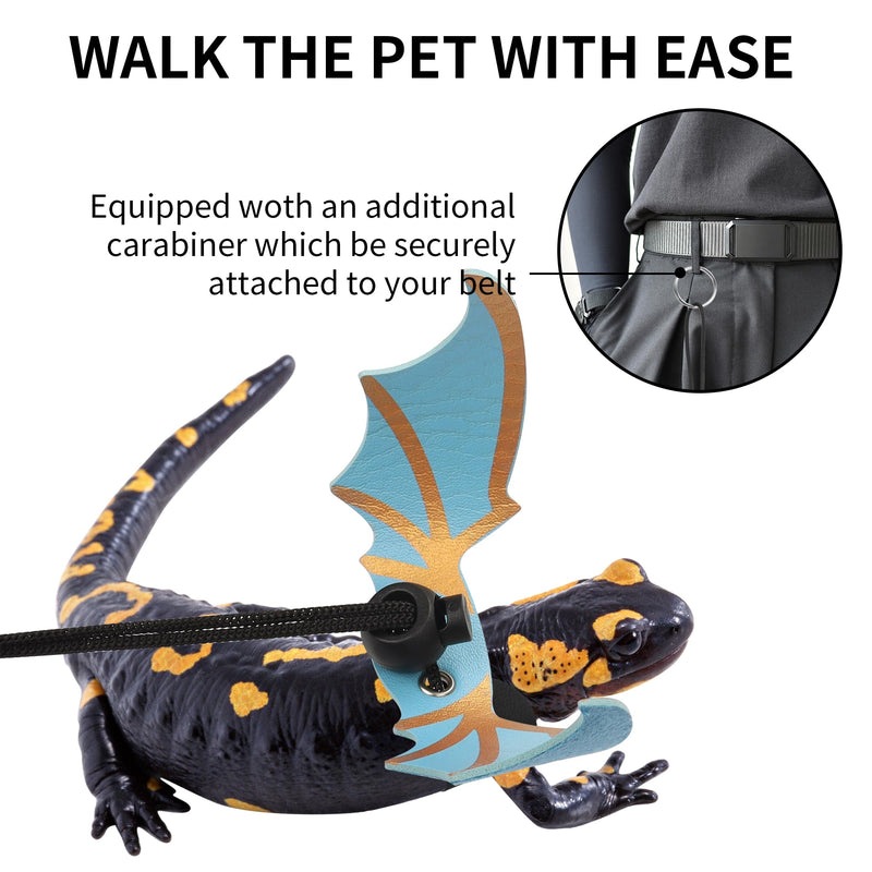 YAODHAOD Bearded Dragon Lizard Leash Harness,3 Size Adjustable Lizard Leash with Bat Wings for Iguana Gecko Chameleon Bearded Dragon Lizard Reptiles (Classic Wing-Blue) Classic Wing-Blue - BeesActive Australia