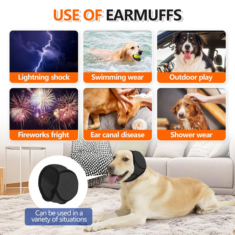 Dog Ear Cover for Medium, Large Dogs, Noise Protection Ear Muffs for Pets, Dog Anxiety Relief Calming Band (Grey, Large)