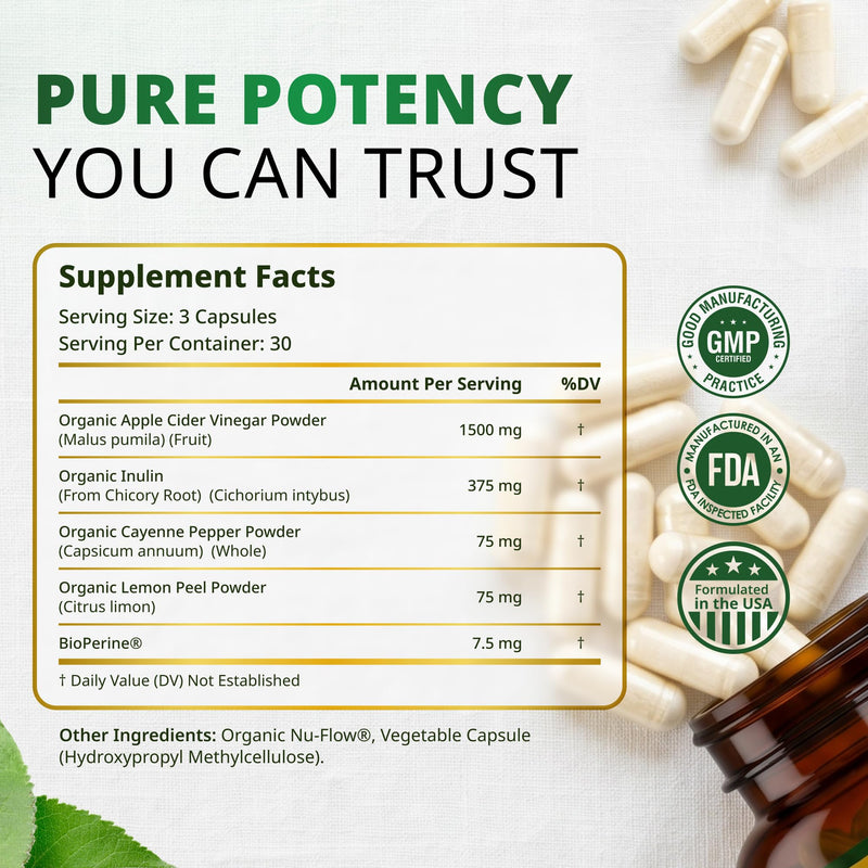 Promethean Wellness ACV Pro Apple Cider Vinegar Capsules Organic with Mother ACV Pills Detox Cleanse Acid Reflux Relief Support Supplement Ginger Root Cayenne Pepper Powder (90 Count) 90 Count (Pack of 1)