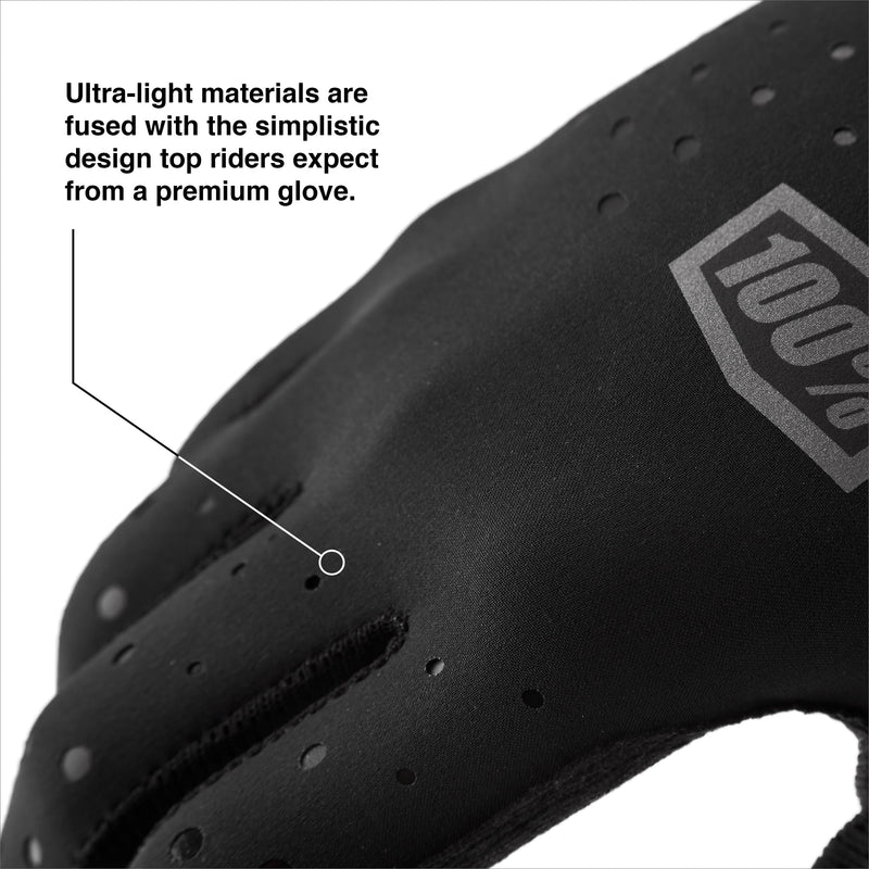 100% Sling Short Finger Mountain Biking Gloves - Lightweight Fingerless MTB Off Road Cycling Gloves Black Small
