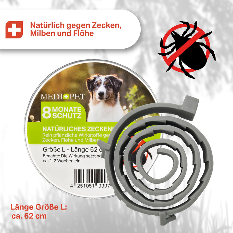 MEDIDOG Natural tick collar - size L 62 cm, for medium and large dogs - with cistus and lavender oil - without chemicals - BeesActive Australia