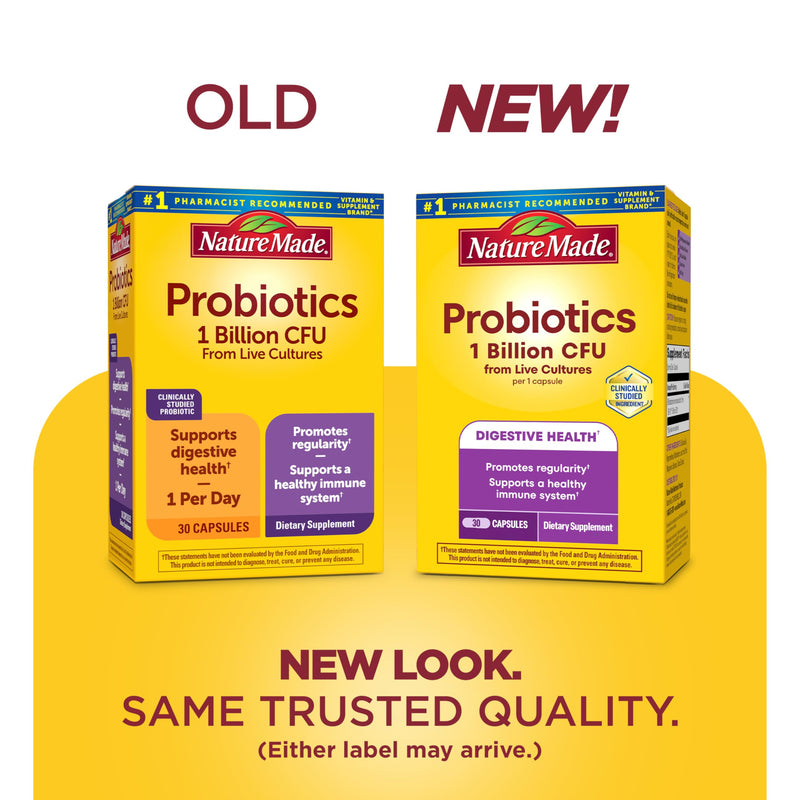 Nature Made Probiotics for Women and Men, 30 Probiotic Capsules | 1 Billion CFU from Live Cultures for Immune & Digestive Support, No Refrigeration Needed, 30 Day Supply 30 Count (Pack of 1)