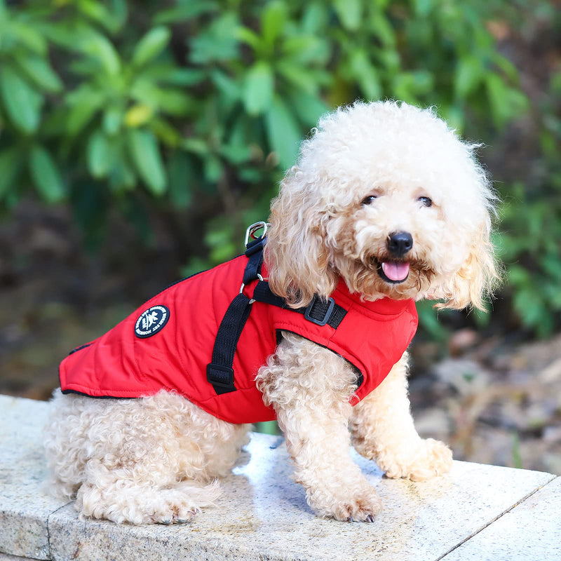 Norbi Dog Coat, Dog Winter Coat with Harness Built in, Dog Jacket Adjustable Warm Dog Coats for Small Medium Large Dogs Dog Cold Weather Coats Red - BeesActive Australia