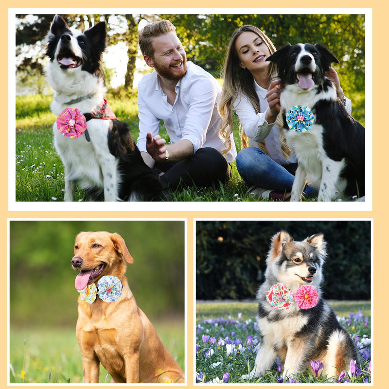 Sweetude 100 Pcs Spring Dog Collar Flowers Charms Bulk Pet Flower Collar Bow Ties Holiday Dog Accessories Grooming Supplies Puppy Bows Slides Attachment for Small Medium Large Dogs Cat - BeesActive Australia