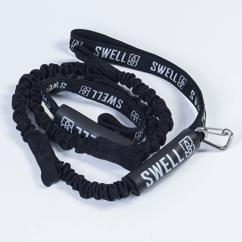 SWELL Wakesurf - Bungee Dock Line 6 Ft. - Adjustable Length Webbing, Shock Absorbing Cord Protection Boat Tie Fender Rope Black