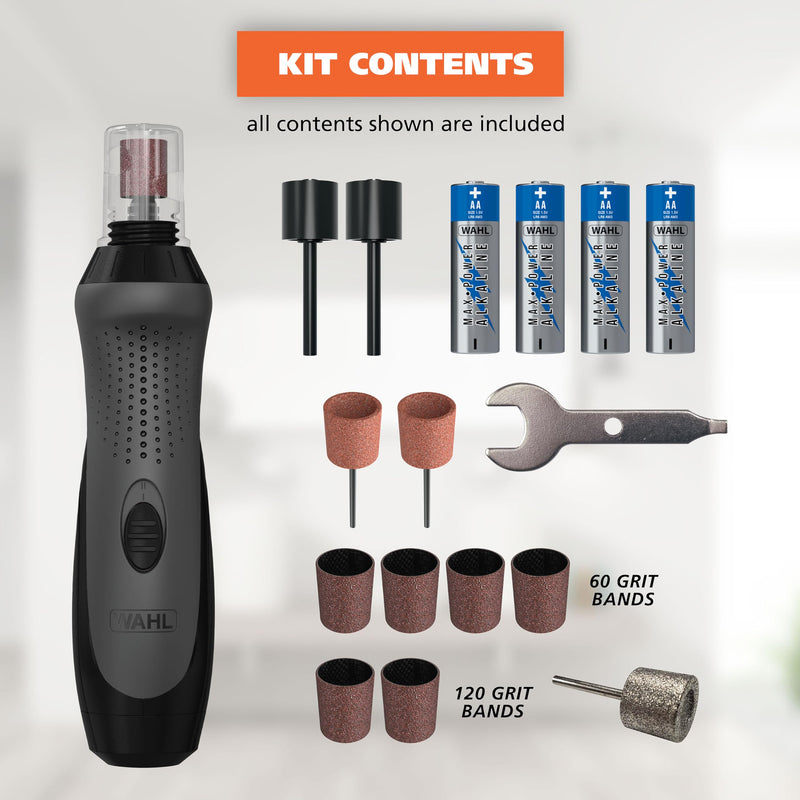 Wahl Grind & Smooth 2 Speed Battery Dog Nail Grinder with Concave Rounding Tip and Nail Guard for Increased Safety and Precise Nail Grinding - Model 3026333 - BeesActive Australia