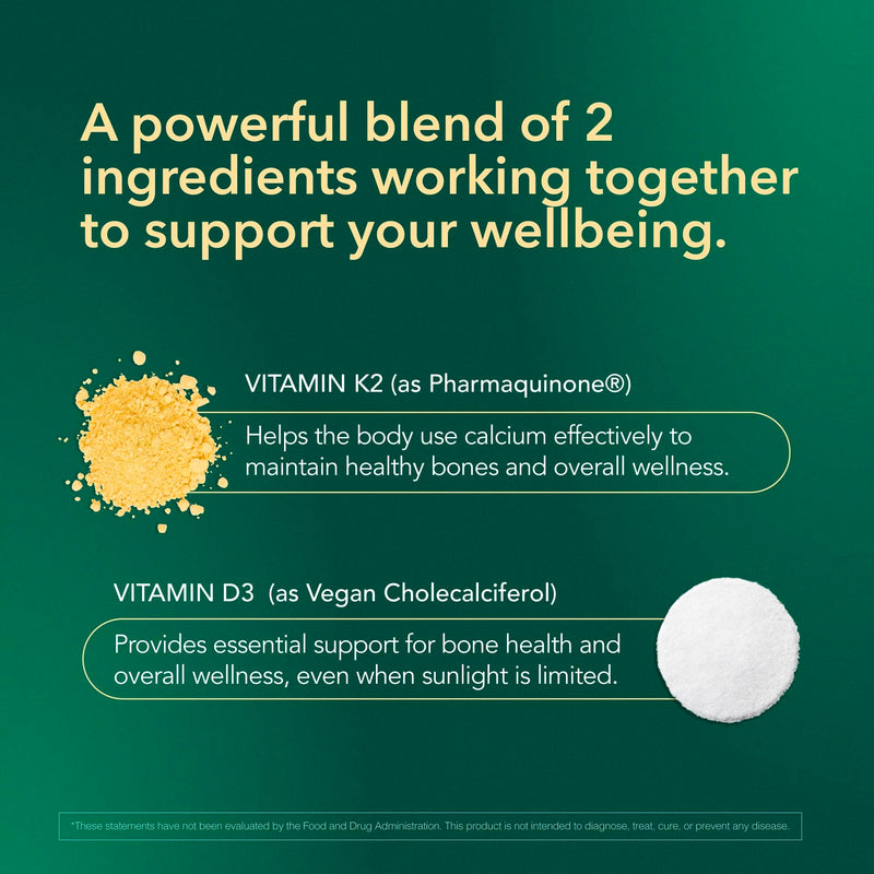Vitamin D3 K2 Supplement 5000 IU, K2 D3 Vitamin Capsules, Vegan, Non-GMO, Gluten Free, 30 Capsules, 30 Day Supply