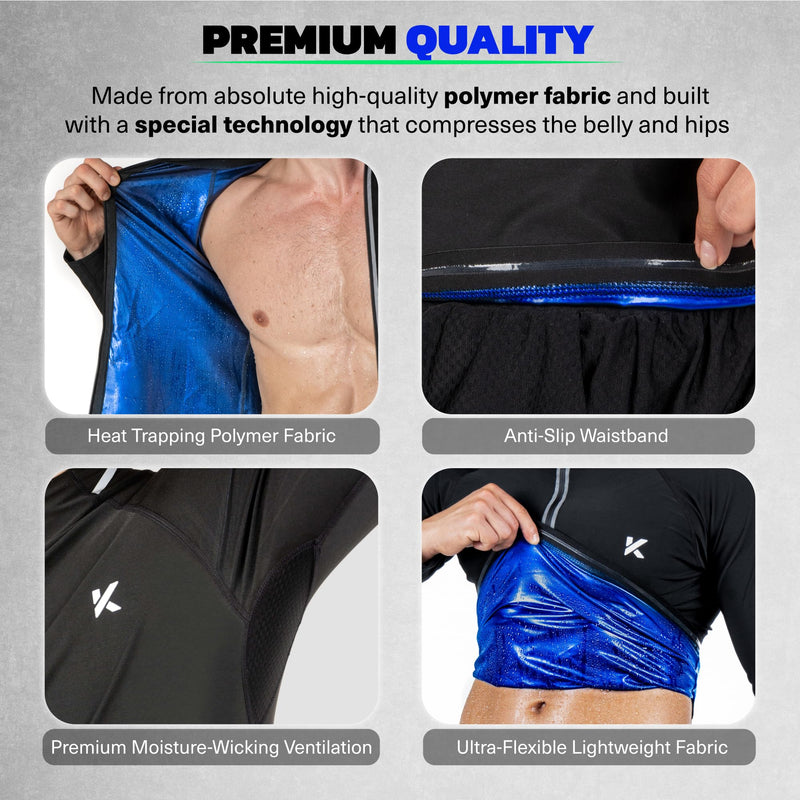 Kewlioo Pro Men's Heat Trapping Sauna Suit For Men, Sauna Long Sleeve Sauna Shirt for Gym, Workouts Black Jacket XX-Large