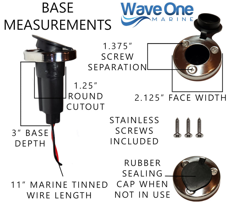 Wave One Marine 12" LED Bow Removable Bi-Color Navigation Light With Stainless Plug In Base | Boat 2 Pin Pole Pontoon Red Green Lights 1NM Visibility | 12 Volt DC | Night Nav Waterproof Inches - BeesActive Australia