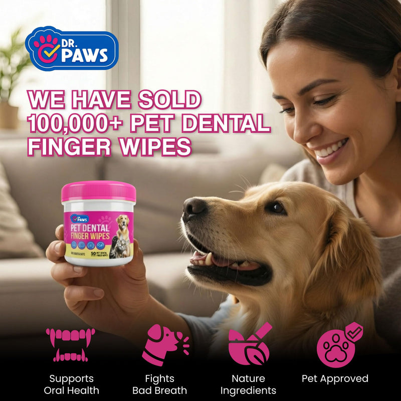 Pet Dental Finger Wipes - Natural Ingredients, Easy to Use Dog Teeth Cleaning Wipes for Effective Dog Teeth Cleaning - Ideal Dog Dental Wipes for Optimal Oral Hygiene Unscented