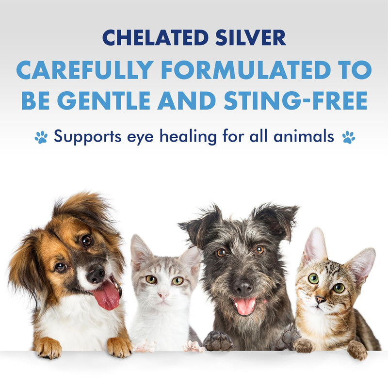 PetSilver - Immune Support (16 fl oz) and Eye Wash (4 fl oz) with Patented Chelated Silver - Allergies, Sinus & Cough Treatment - Eye Cleaner & Tear Stain Remover for Cats and Dogs - Made in USA