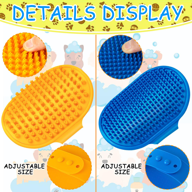 Ponpon 3PCS Dog Bath Brush with 4Pcs Dog Toothbrush, Dog Scrubber for Bath, Dog Shampoo brush with Adjustable Ring Handle, Dog Shower Brush for Long Short Hair - BeesActive Australia