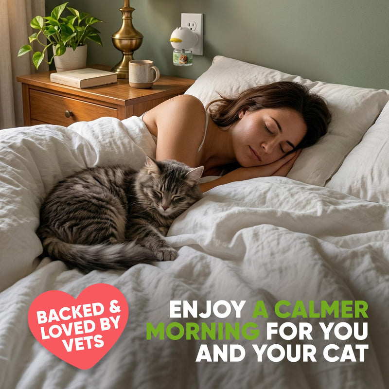 STUNICK CC1 Cat Calming Diffuser, Calming Pheromones, 60 Day Supply, 1 Diffuser and 2 Refills for Stress, Pee Spraying, Cat Fighting, Aggression, Excessive Meowing & Scratching | Odorless 1 Pack