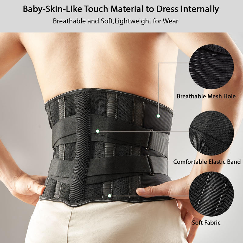 Back Brace for Lower Back Pain Relief Men Women, Immediate Relief from Sciatica, Herniated Disc, Scoliosis, Breathable Back Support Brace with 3D Lumbar Support Pad for Home & Lifting At Work Medium Black - BeesActive Australia