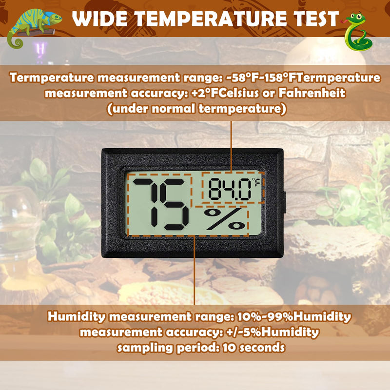 Vodolo Reptile Thermometer and Humidity Gauge,4PCS Digital Adhesive Reptile Hydrometer Thermomete Tank Accessories Pet Supplies for Tortoise Habitat,Chameleon Cage,Iguana,Tree Frog Terrarium 4PCS Rectangular - BeesActive Australia