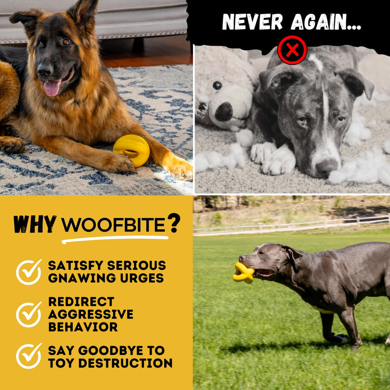 Indestructible Ring Ball - Lifetime Replacement - for Aggressive Chewers, Medium Large Breed - Non-Toxic Natural Rubber Dog Toys - Butter Scent, Yellow (Highly Visible Color for Dogs) - 4.5” - BeesActive Australia