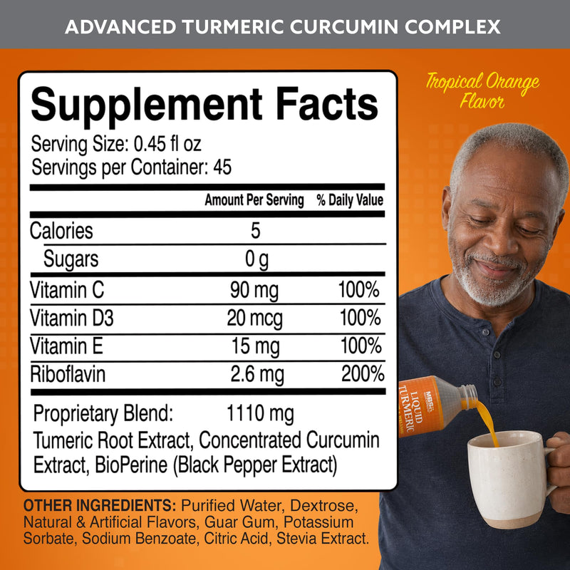 Advanced Liquid Turmeric – High Absorption Curcumin with Black Pepper & Vitamin D3 for Maximum Bioavailability – Joint, Inflammation & Immune Support – 20.3 fl oz