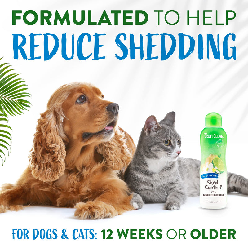 TropiClean Deshedding Cat & Dog Conditioner, Puppy & Kitten Safe, Reduces & Softens Coat, Lime & Coconut Scent, Made in the USA, 20oz. Lime & Cocoa Butter 20 Fl Oz (Pack of 1) - BeesActive Australia