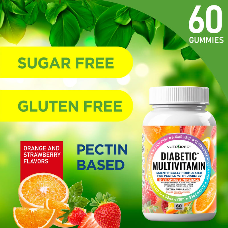 NutraPep Premium Multivitamin Chewable Gummies for Women & Men - Sugar-Free & Gluten Free Supplement Vitamins - Calcium Magnesium Zinc Manganese Thiamine Biotin…
