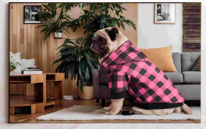 Dog Winter Cotton-Padded Clothes Boy Small Coat Medium Puppy Plaid Jacket Large Size Pet Girl Extra Hoodie (Pink L) Pink - BeesActive Australia