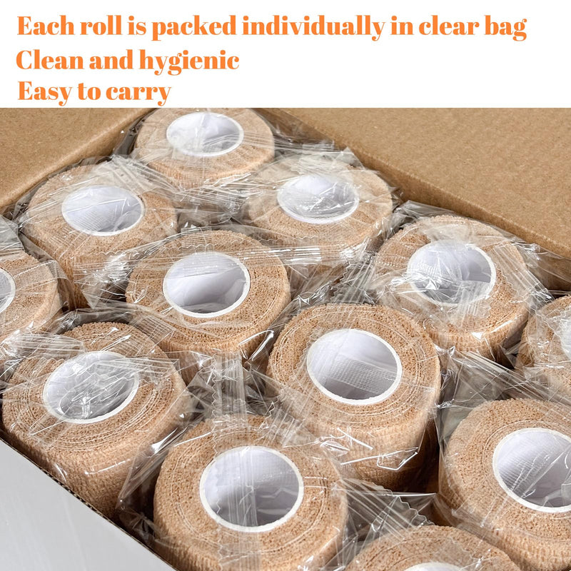 48 Rolls Self Adhesive Bandage Wrap, Vet Wrap 2 Inch for Horses Dogs Wounds Care, Self Sticking Elastic Bandage Wrap Tape for Wrist, Ankle, Sports, Tatto (Brown) Brown-48 Rolls - BeesActive Australia
