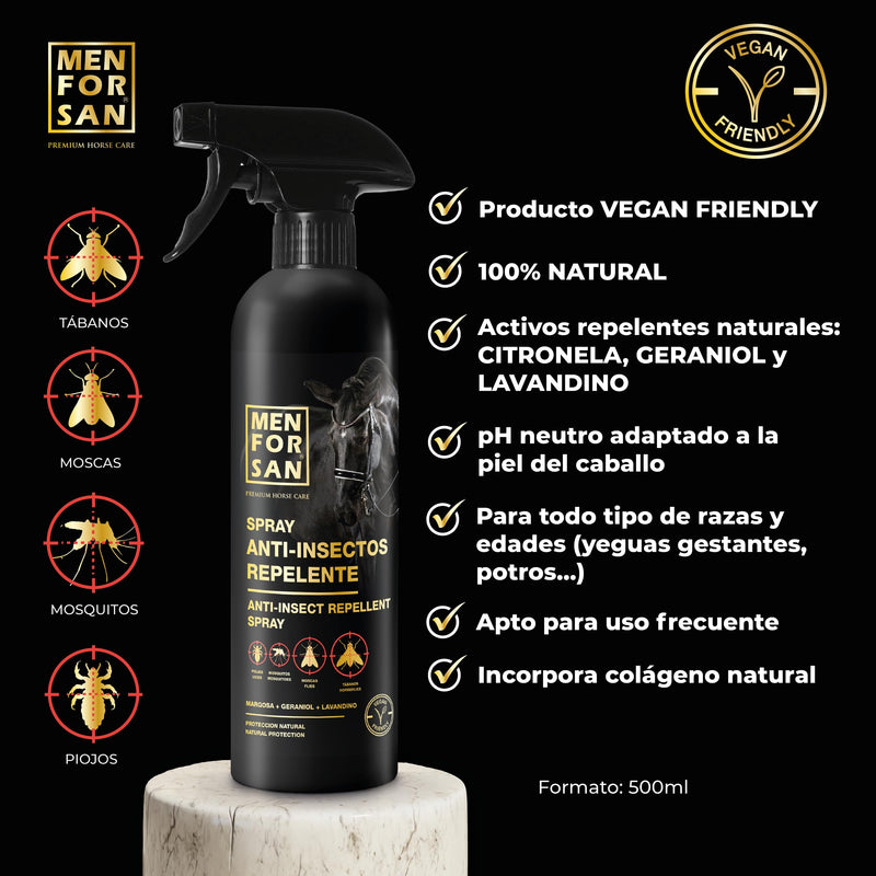 MENFORSAN Anti-Insect Repellent Spray, 500ml | with Margosa, geraniol and lavandin | Organic, 100% Natural | Premium Horse Care