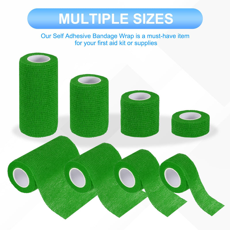 PATIKIL 1"/2"/3"/4" Self Adhesive Bandage Wrap, 16 Pcs 5 Yard Elastic Self Breathable Self Adherent Wrap Tape for Stretch Athletic Sports Wrist Ankle Outdoor Tape, Emerald Green - BeesActive Australia