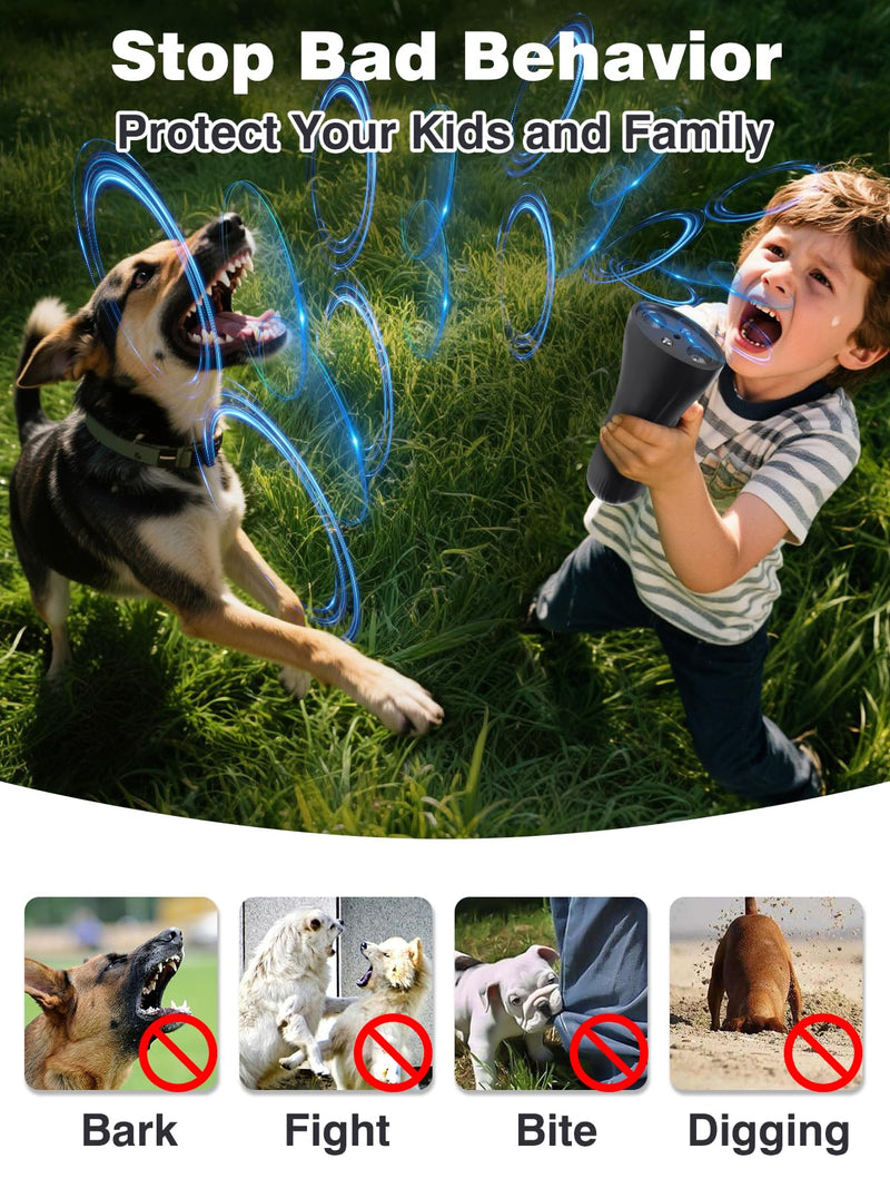 Dog Bark Deterrent Devices, Stop Own or Neighbor's Dog Barking Fast with 3 Modes (Ultrasonic/Beep/Light), 35FT Range Effective Anti Barking Device for Indoor & Outdoor Use, Portable for All Dogs
