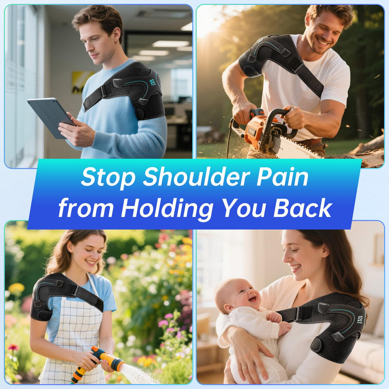 Shoulder Brace, Rotator Cuff Support and Arm Sling for Pain Relief & Injury Recovery, Breathable Compression Sleeve for Strain & Dislocation Prevention, Adjustable for Left and Right Arm, Men & Women - BeesActive Australia