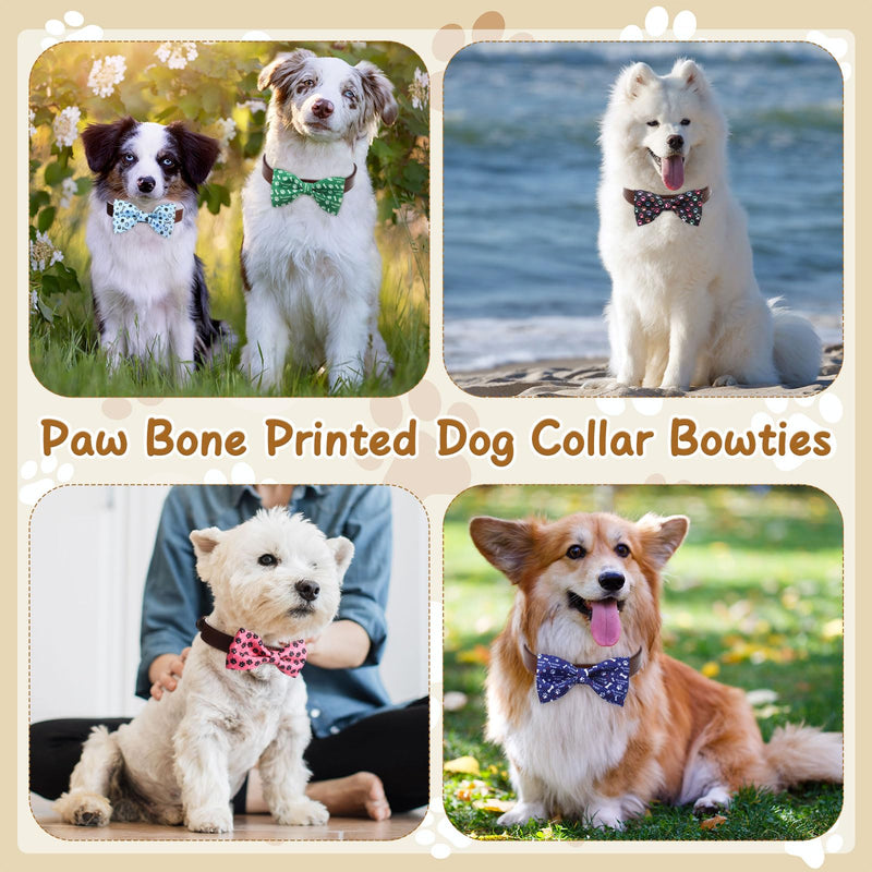 60 Pcs Paw Bone Print Dog Collar Bow Ties Bulk Dog Bowtie Dog Accessories Puppy Bows Detachable Collar Charms Grooming Supplies for Small Medium Large Dogs Cat Pet Costume - BeesActive Australia