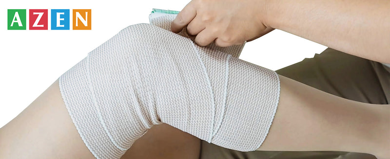 AZEN Premium 2 Pack Elastic Bandage Wrap 6 Inch, Compression Wrap Bandage for Legs, Ankle, Knee, Tummy, Body, Latex-Free, Lymphedema Wraps for Legs A-2p(6in)