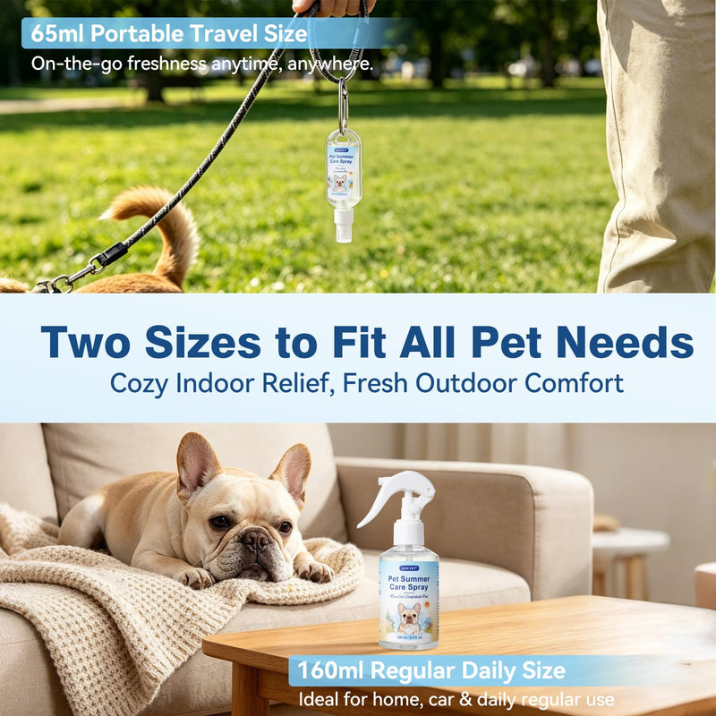 Dog Cooling Spray 160ml – Fast Refreshing Mist for Summer at Home & in The Car, with Menthol, Aloe Vera & Oat, Ideal for Brachycephalic, Double-Coated & Senior Dogs