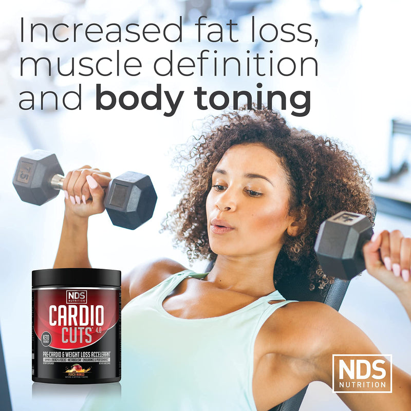 NDS Nutrition 4.0 Pre Workout Supplement - Advanced Weight Loss and Pre Cardio Formula with L-Carnitine, CLA, MCTs, L-Glutamine, and Safflower Oil - Peach Mango (40 Servings)