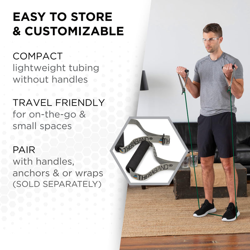 THERABAND Latex Resistance Tubing, Green, Heavy, Level 3, 25 ft Roll, Professional Grade for Upper and Lower Body Workouts, Cut-to-Length, Color-Coded Resistance Levels Level 3 / Heavy - Green 25 Foot - BeesActive Australia