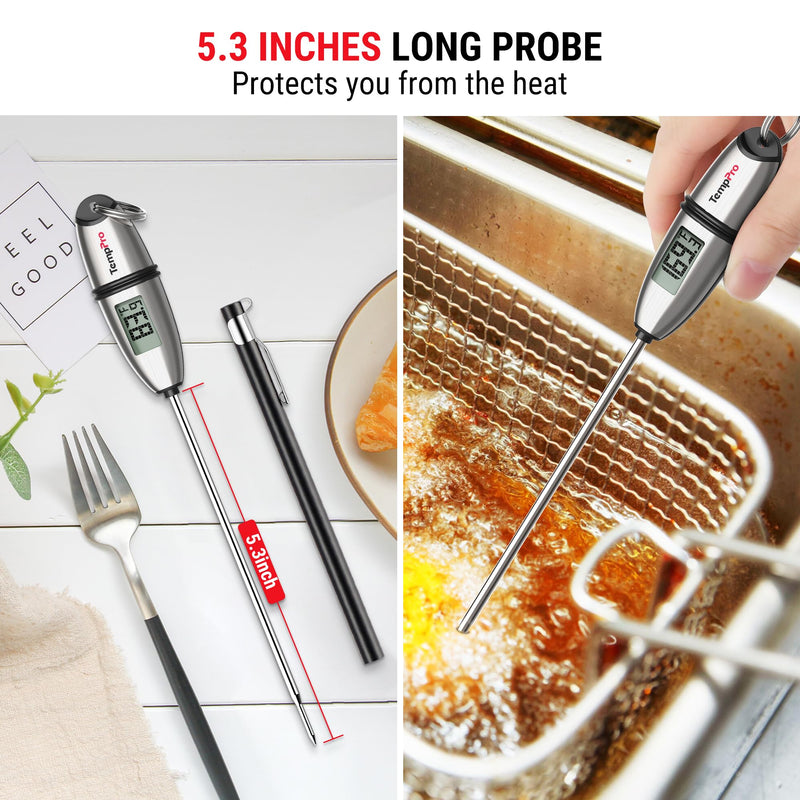 TempPro TP02S (2 Pack) Digital Food Thermometer for Cooking Bread Baking Sourdough Liquids, Meat Thermometer Digital with Super Long Probe for Kitchen BBQ Candy Making Accessory (Previously ThermoPro) 2