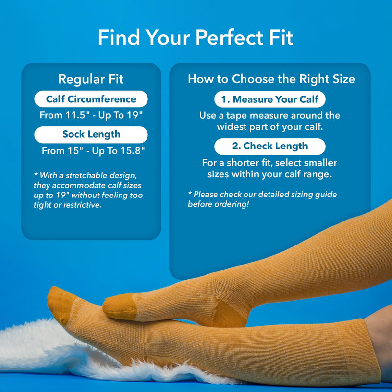 Wellow Premium Socks (Compression Socks - Regular) for Men & Women, Made with Viscose from Bamboo, Knee High, 18-25 mmHg Medium Blue Steel - Twist - BeesActive Australia