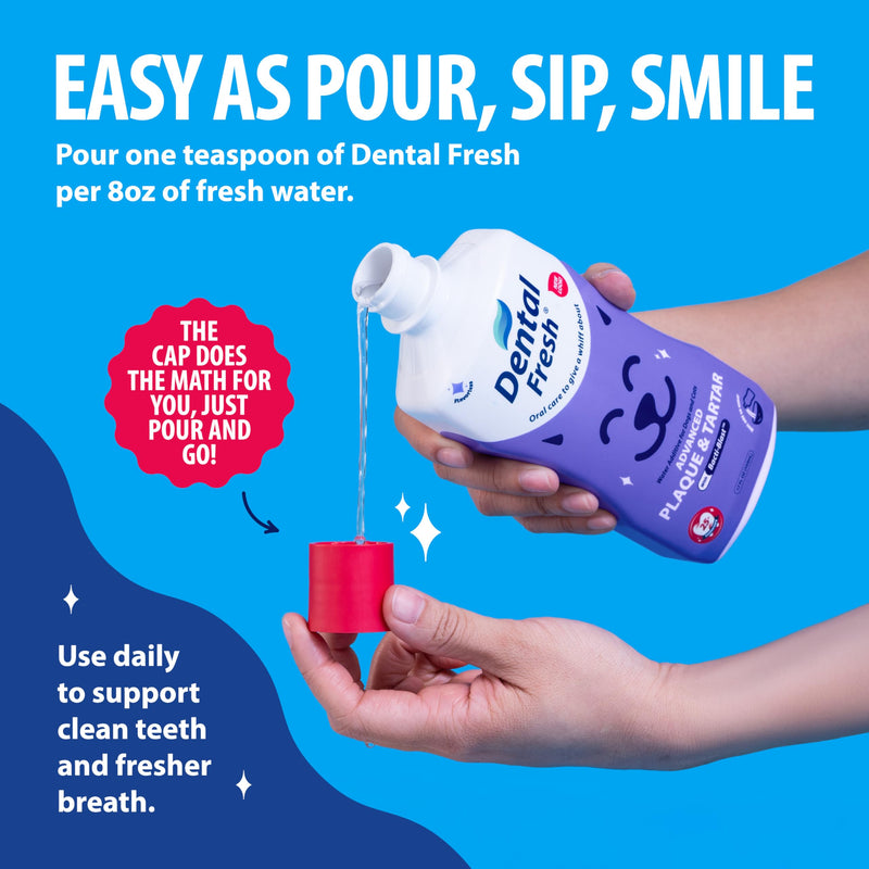 Dental Fresh – Advanced Plaque & Tartar Support Water Additive for Dogs & Cats – Helps Freshen Breath and Clean Teeth Without Brushing – 17 fl oz 17 Fl Oz (Pack of 1)