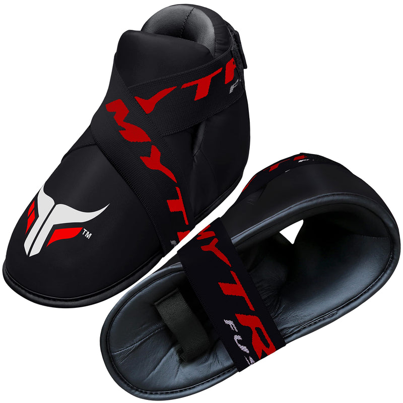 Mytra Fusion Semi Contact Boots – Kickboxing Boots and Foot Pads for Sparring, MMA, Muay Thai, Karate, Training, Fighting and Martial Arts Black Large