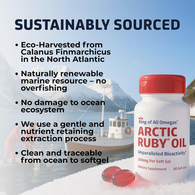 Arctic Ruby Oil 1000mg Omega 3 Supplement with EPA DHA 60 Softgels, 1 Pack | for Women and Men, Astaxanthin 2mg, Fish & Krill Oil Alternative, Arctic calanus oil, no fishy aftertaste, wellness support