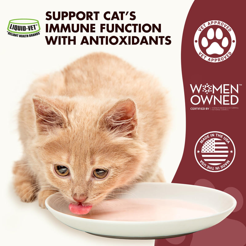 LIQUID-VET Immune Support for Cats – Daily Formula with Inulin, Beta-Glucan, Vitamin E, Omega-3s, Fermented Yeast & More! - Made for Picky Eaters Seafood 8 Fluid ounce