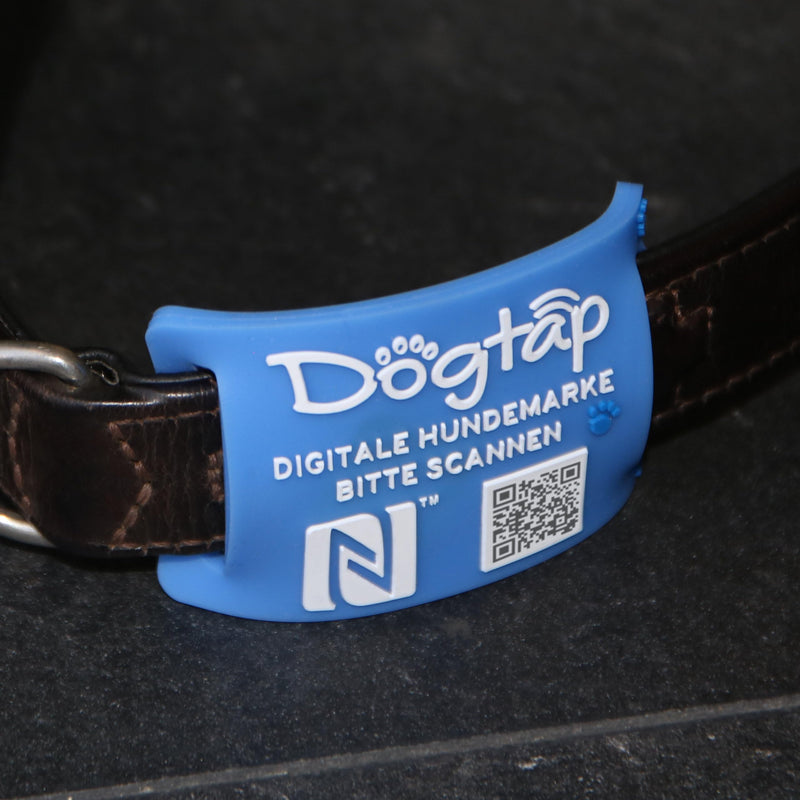Dogtap Light Big, digital dog tag for medium to large dogs, with NFC chip and QR code for contact details and profile, made of silicone, waterproof, flexible, 67 x 40 mm blue - BeesActive Australia
